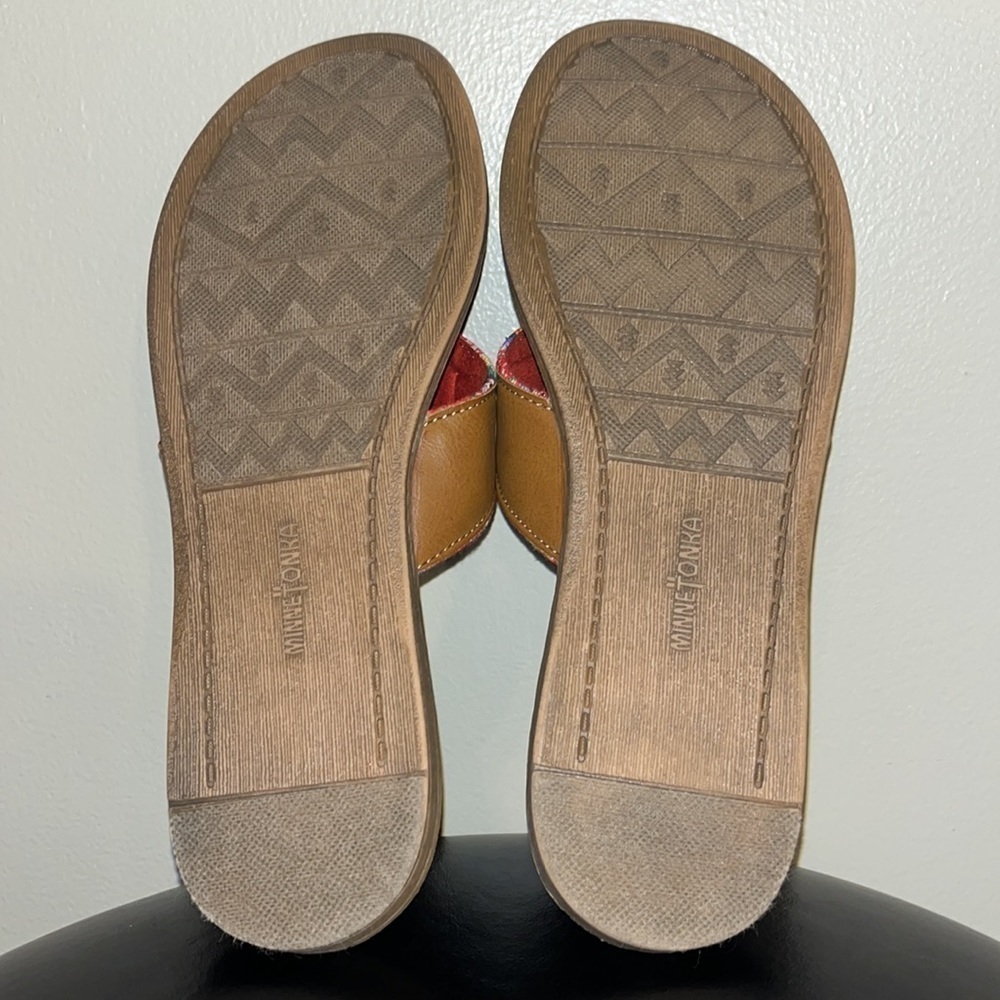Minnetonka Aztec Frisco Sandals, Flip Flops, vibrant multi color women’s size 9 - Picture 6 of 11